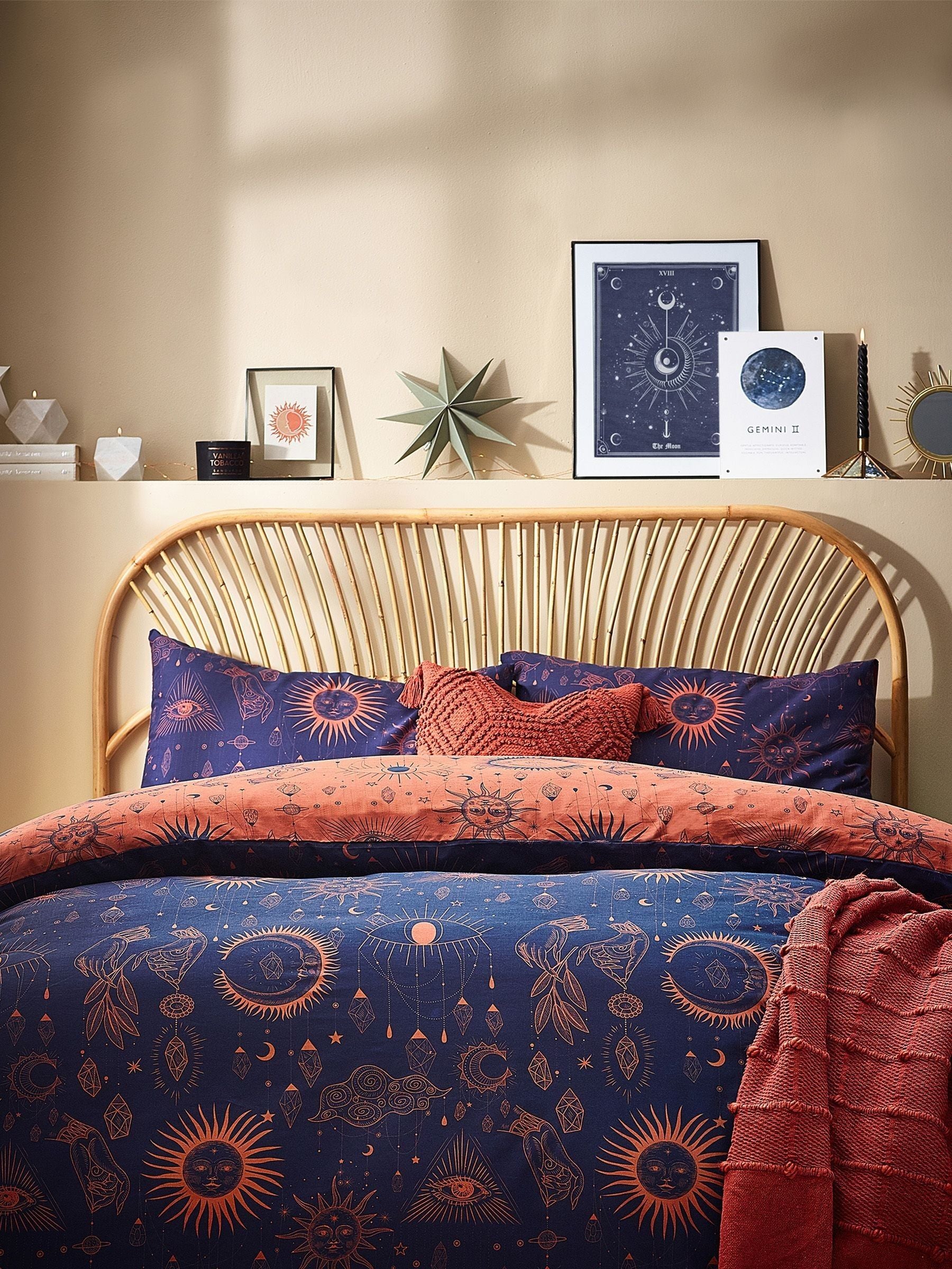 Furn Bronze/Navy Constellation Reversible Duvet Cover and Pillowcase Set