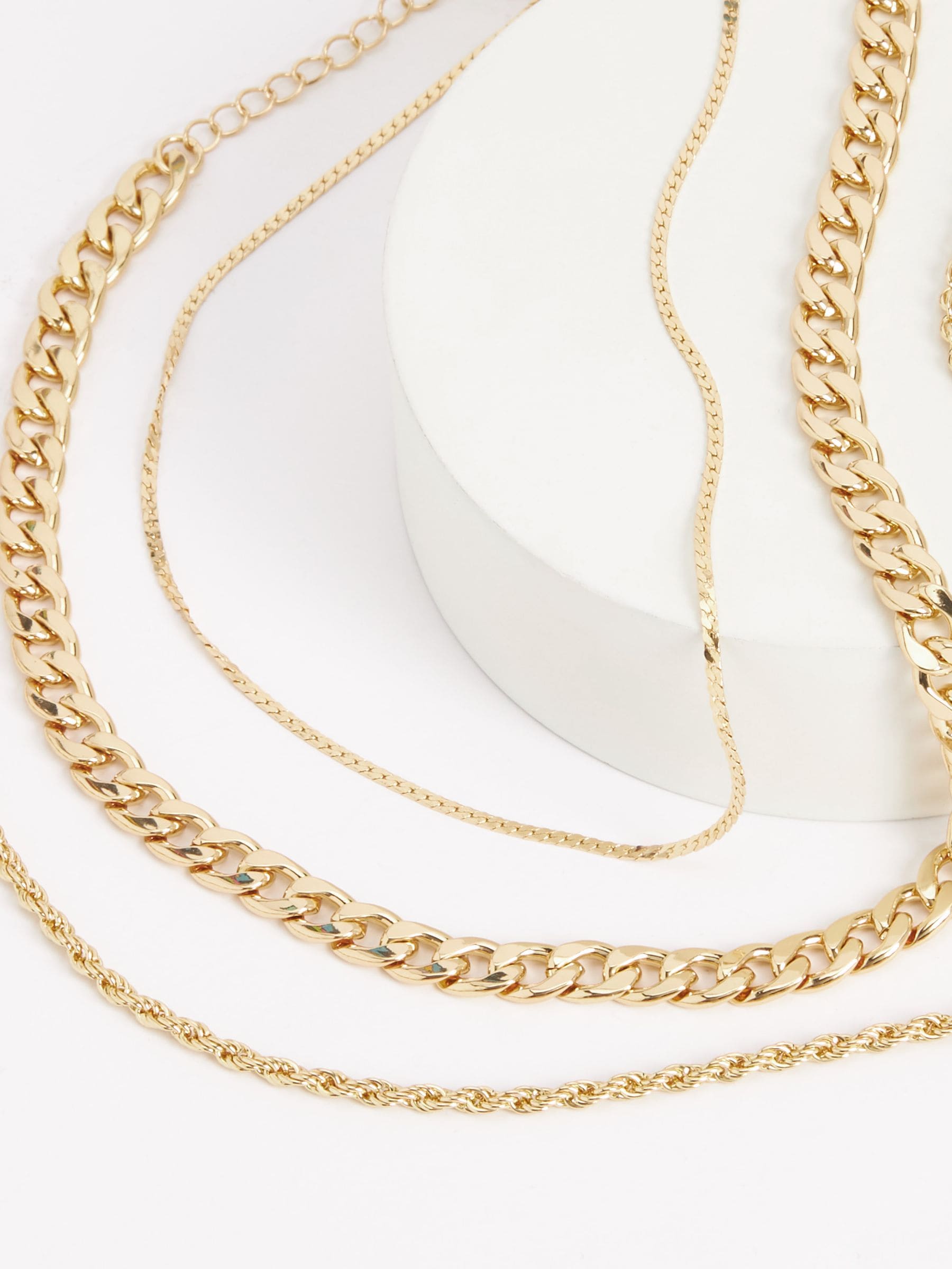 Gold tone three layer chain necklace, UK version
