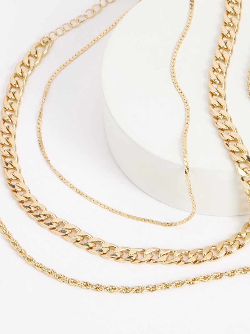 Gold tone three layer chain necklace, UK version