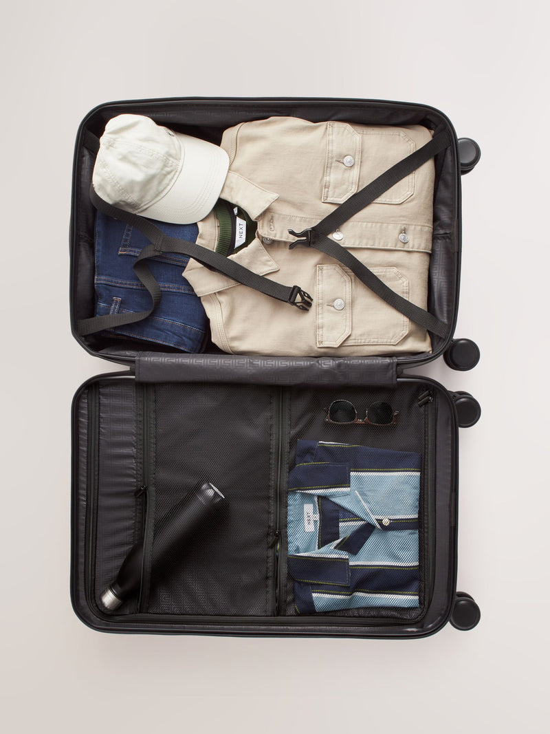 Black medium suitcase with ABS hard shell and TSA lock - British product