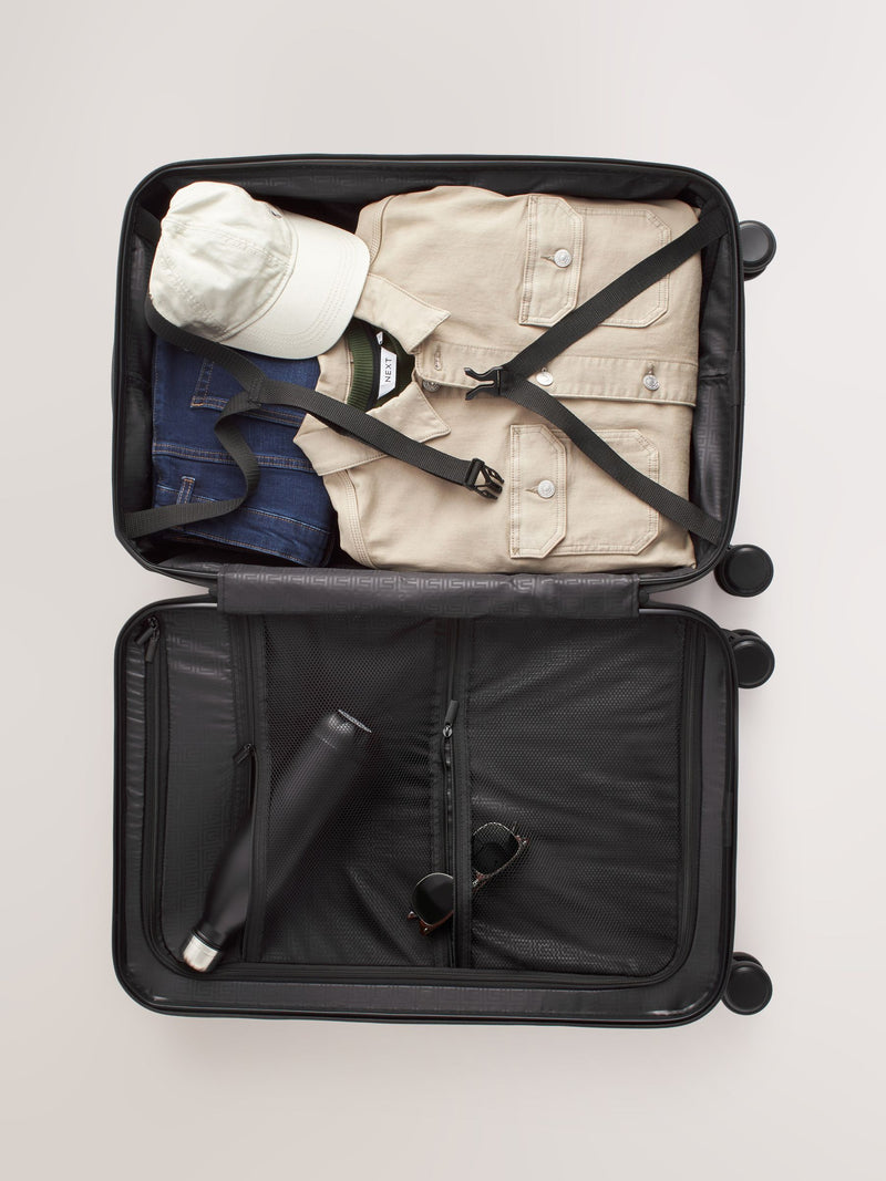 Black medium suitcase with ABS hard shell and TSA lock - British product