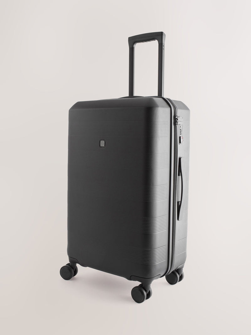 Black medium suitcase with ABS hard shell and TSA lock - British product
