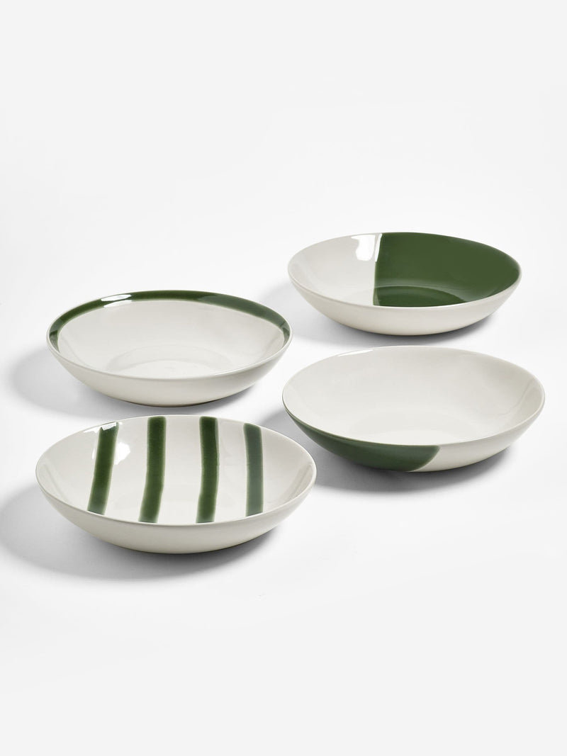 Jasper Conran green abstract set of 4 pasta bowls, UK version