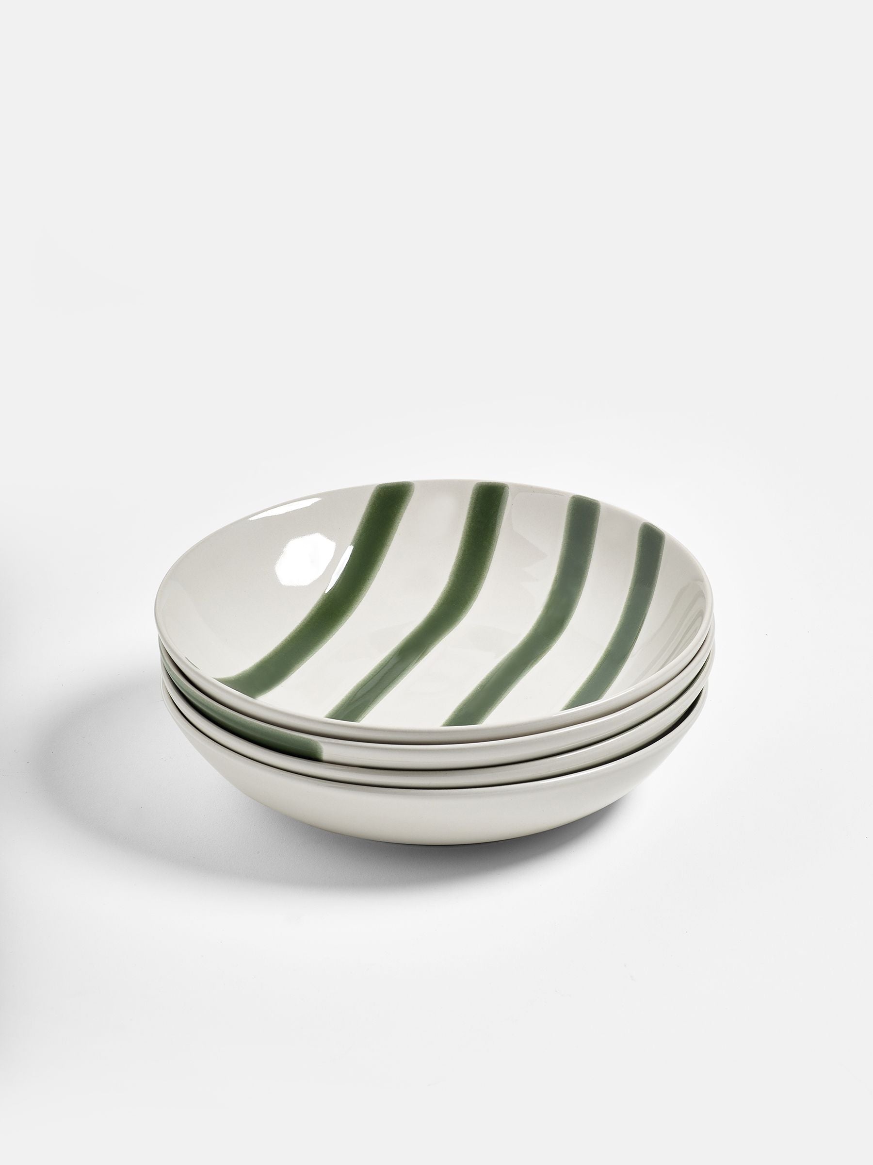 Jasper Conran green abstract set of 4 pasta bowls, UK version