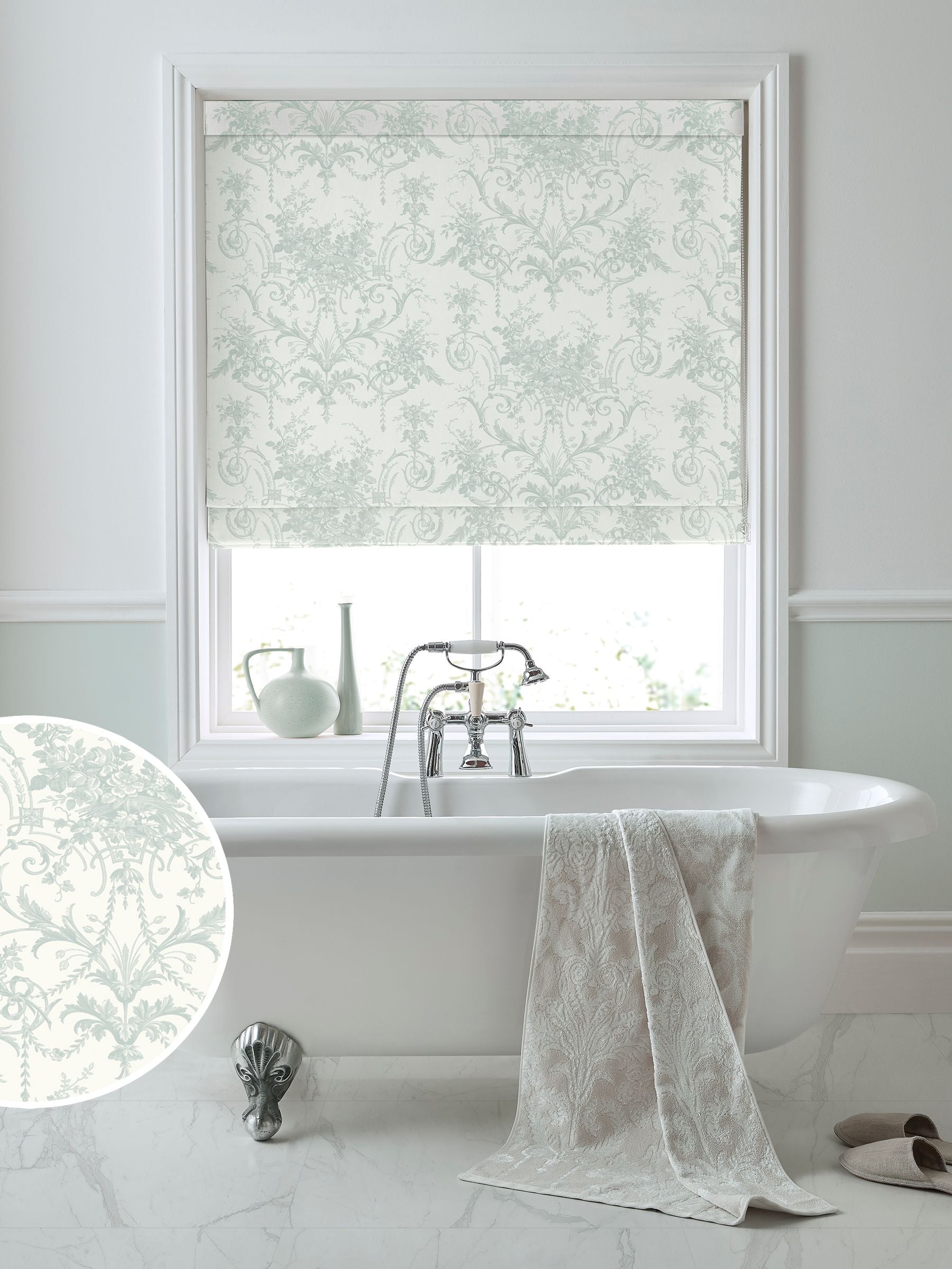 Laura Ashley Duck Egg Tuileries made-to-measure roman blind, UK version