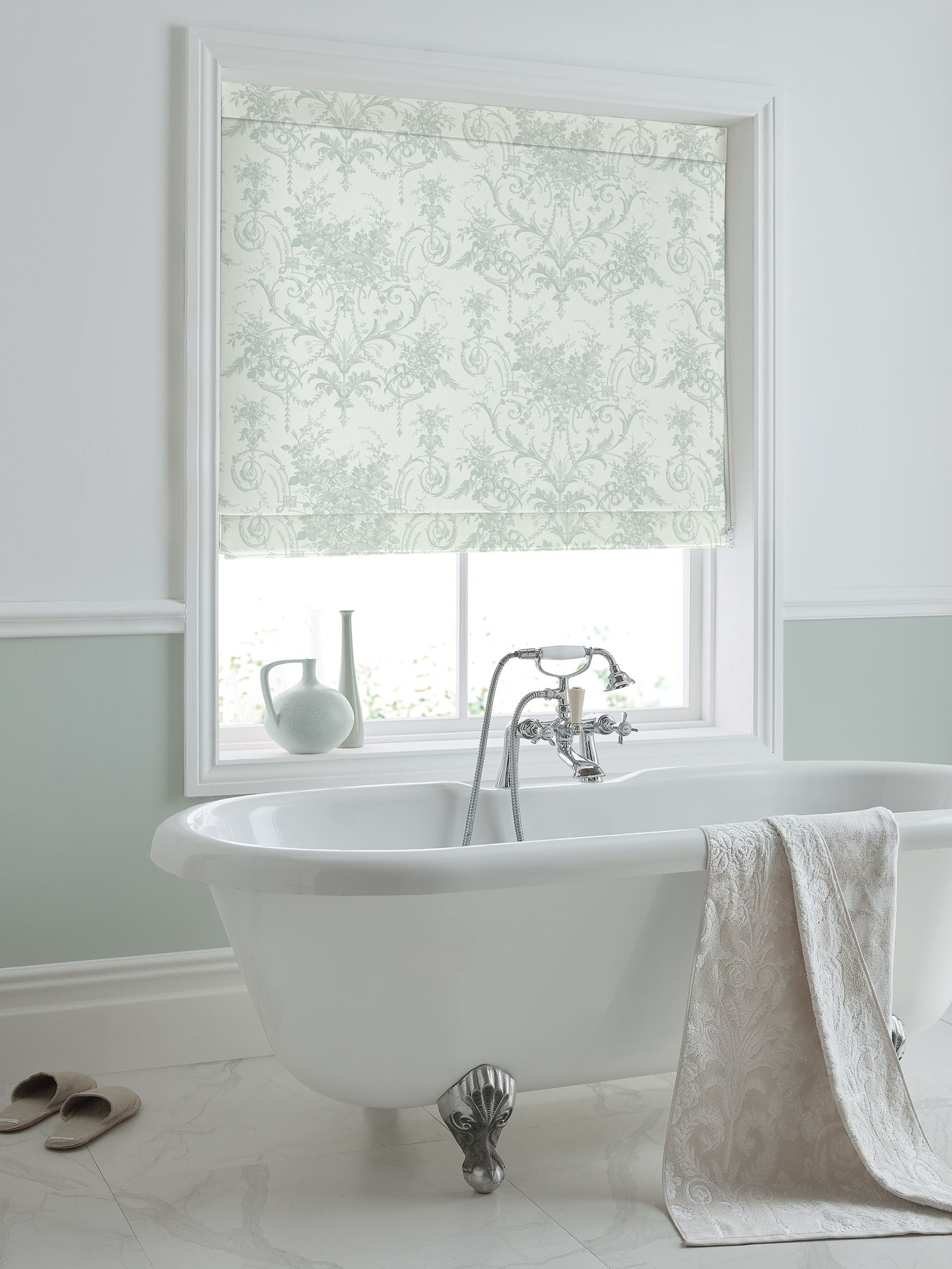 Laura Ashley Duck Egg Tuileries made-to-measure roman blind, UK version