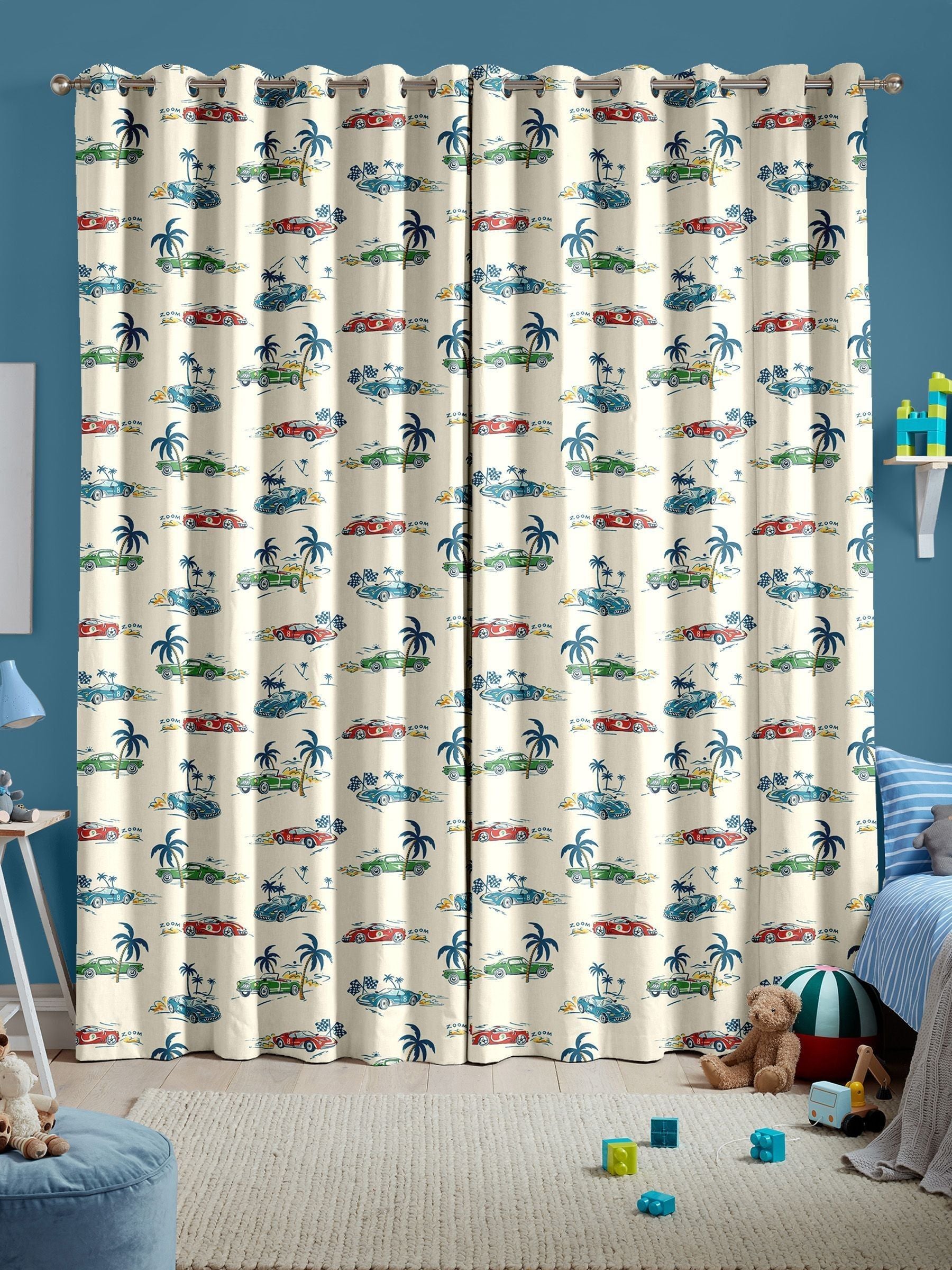 ستائر Cath Kidston fast cars المصنوعة حسب الطلب، مستوردة من المملكة المتحدة