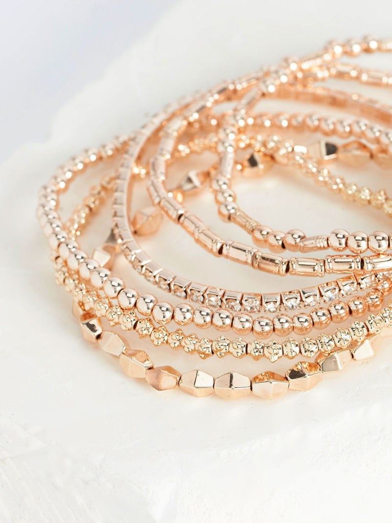 Rose gold tone sparkle stretch bracelets multipack, imported from the UK