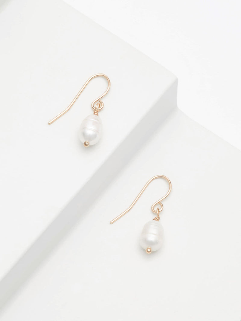 Gold tone freshwater pearl delicate earrings, UK version