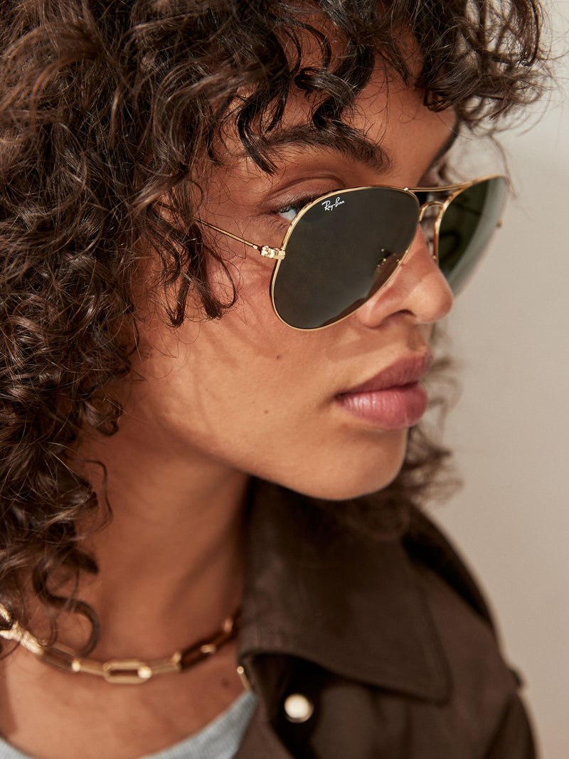 Ray-Ban aviator sunglasses gold green lens XL - British product
