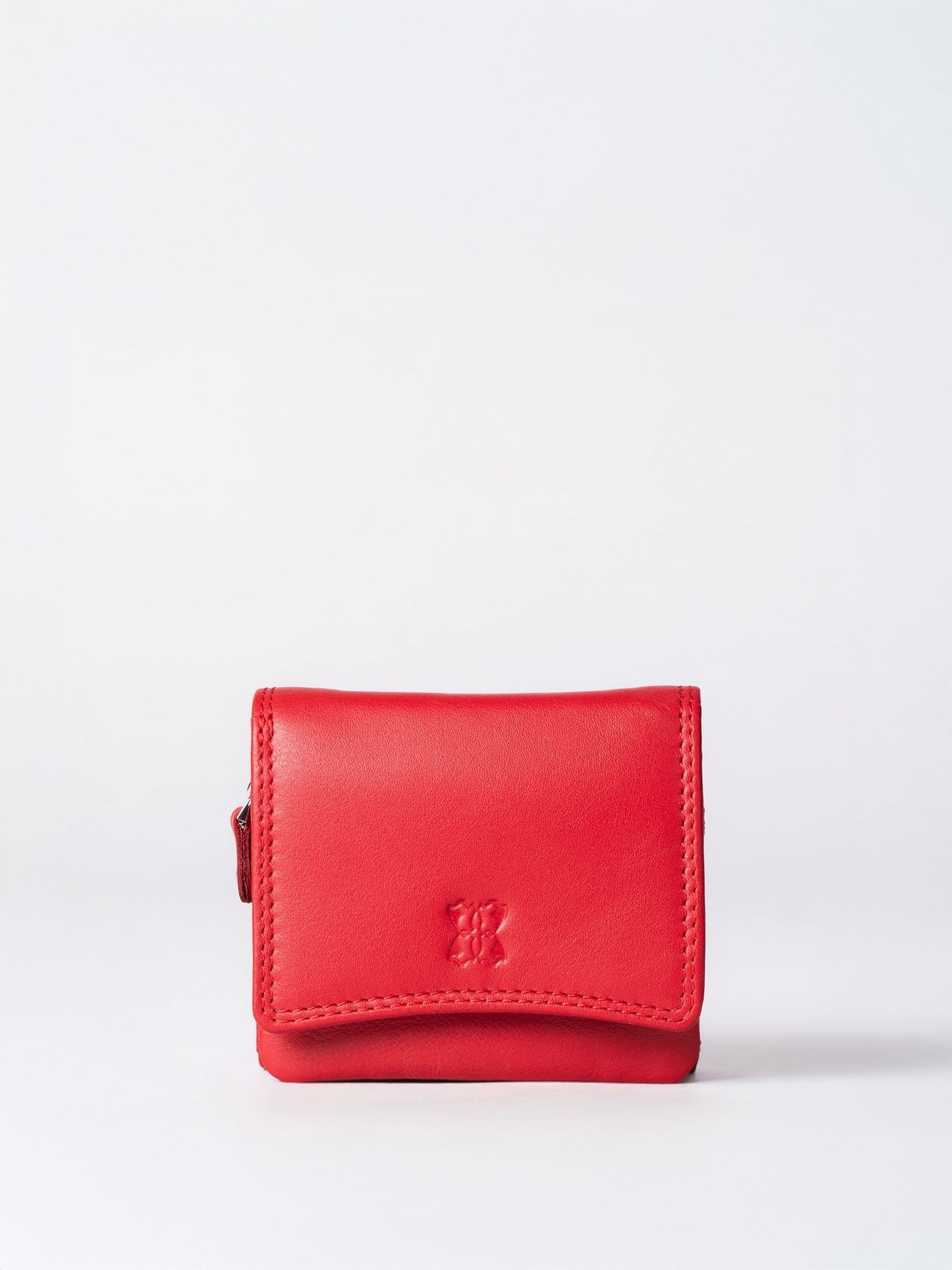 Lakeland Leather Cranberry Small Leather Flapover Purse