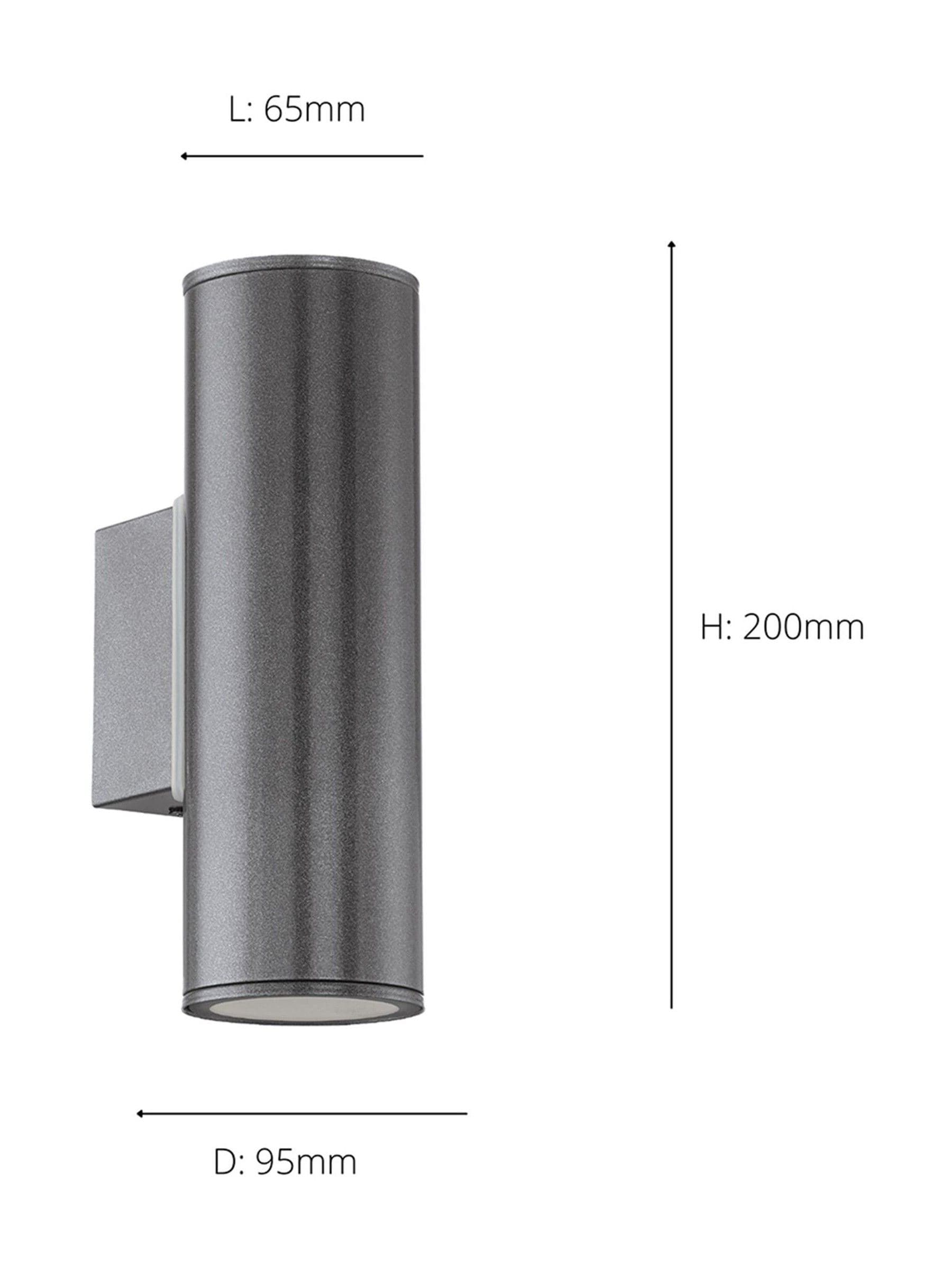 Eglo Riga grey steel outdoor wall light, imported from the UK