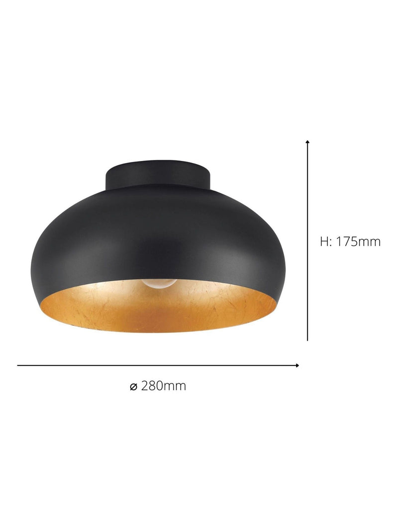 Eglo Mogano 2 ceiling light with black and gold finish - British product