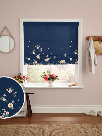 Next Cath Kidston Navy Spitalfields Border Made to Measure Roman Blind- Buy online at McGrocer