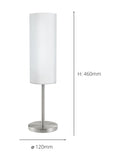 Eglo Troy 3 satin nickel table lamp, imported from the UK