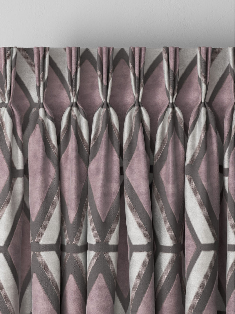 Next Blush Pink geometric velvet curtains, imported from the UK