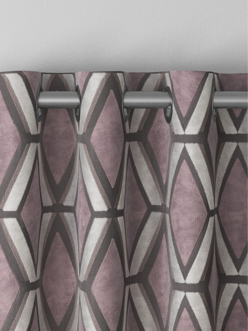Next Blush Pink geometric velvet curtains, imported from the UK