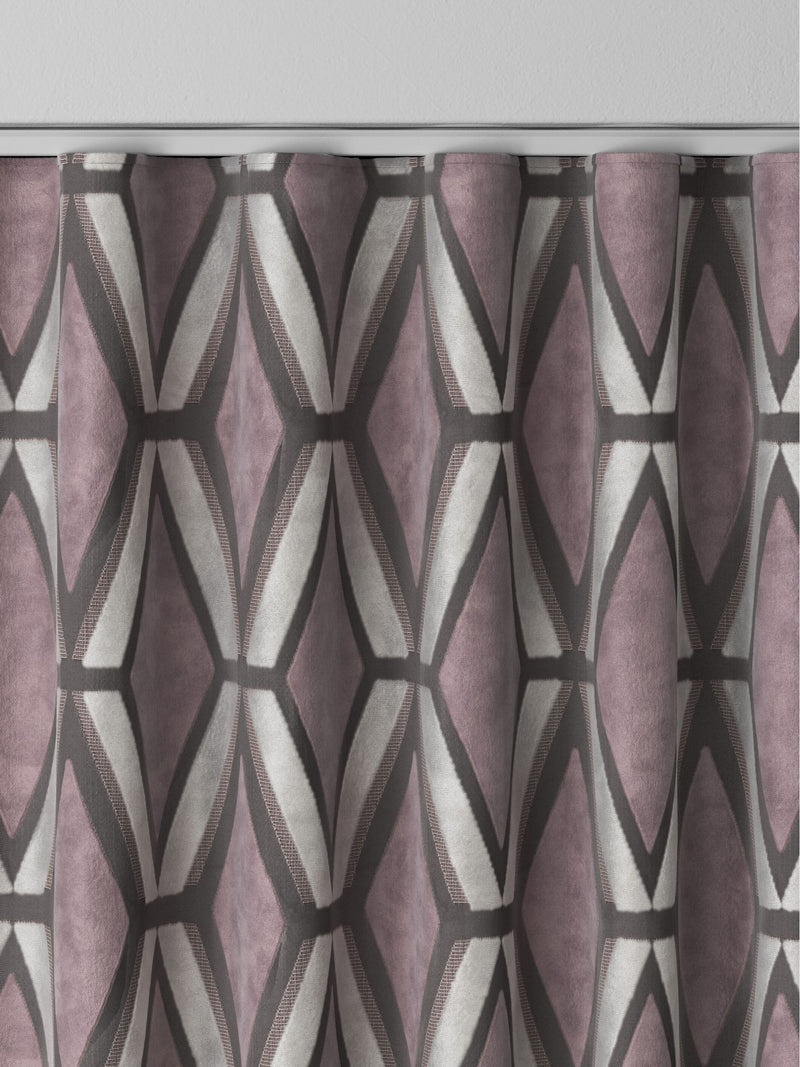 Next Blush Pink geometric velvet curtains, imported from the UK