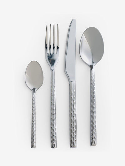 Silber gehämmertes Edelstahl-Besteckset 16-teilig