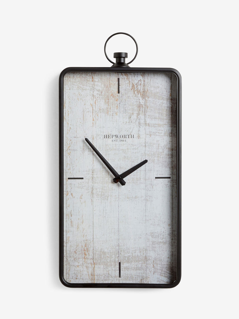 Brompton black rectangular wall clock 53cm x 25.5cm x 5cm - British product