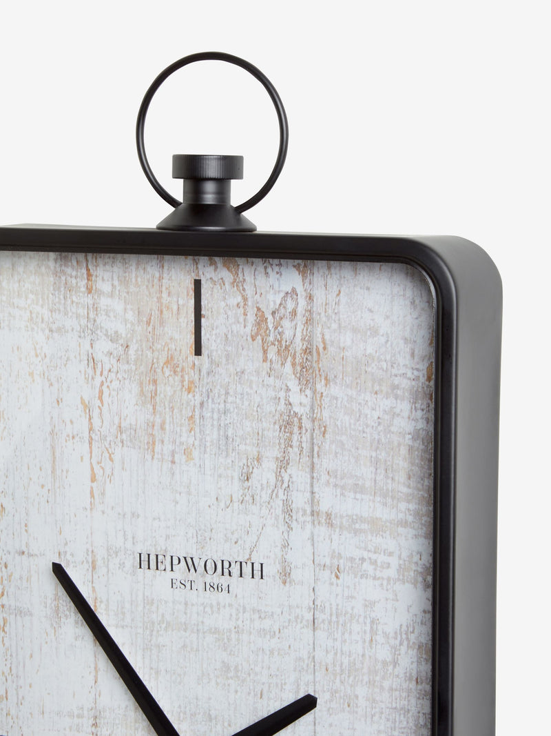 Brompton black rectangular wall clock 53cm x 25.5cm x 5cm - British product