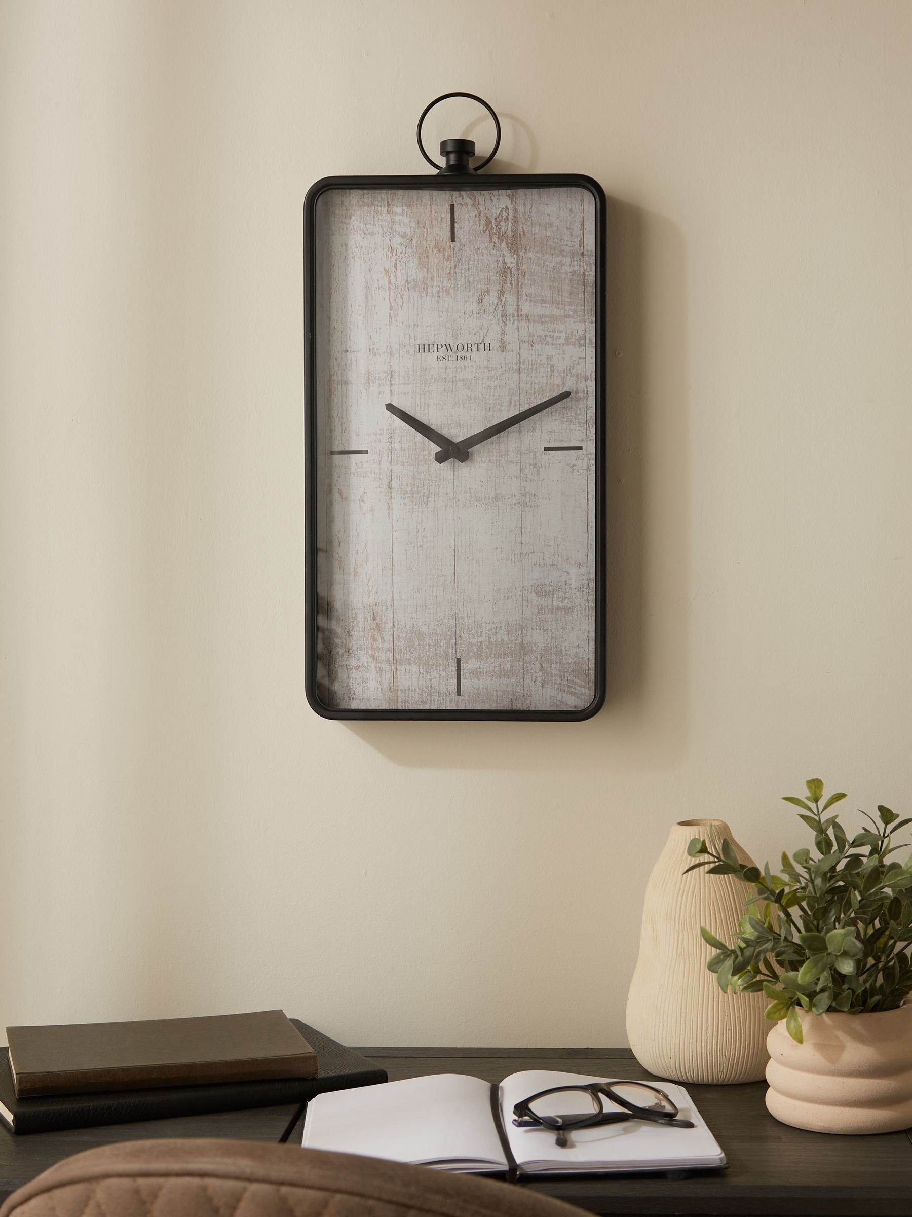 Brompton Black Rectangular Wall Clock