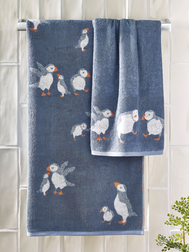 Blue Puffin 100% cotton towels blue (British brand)