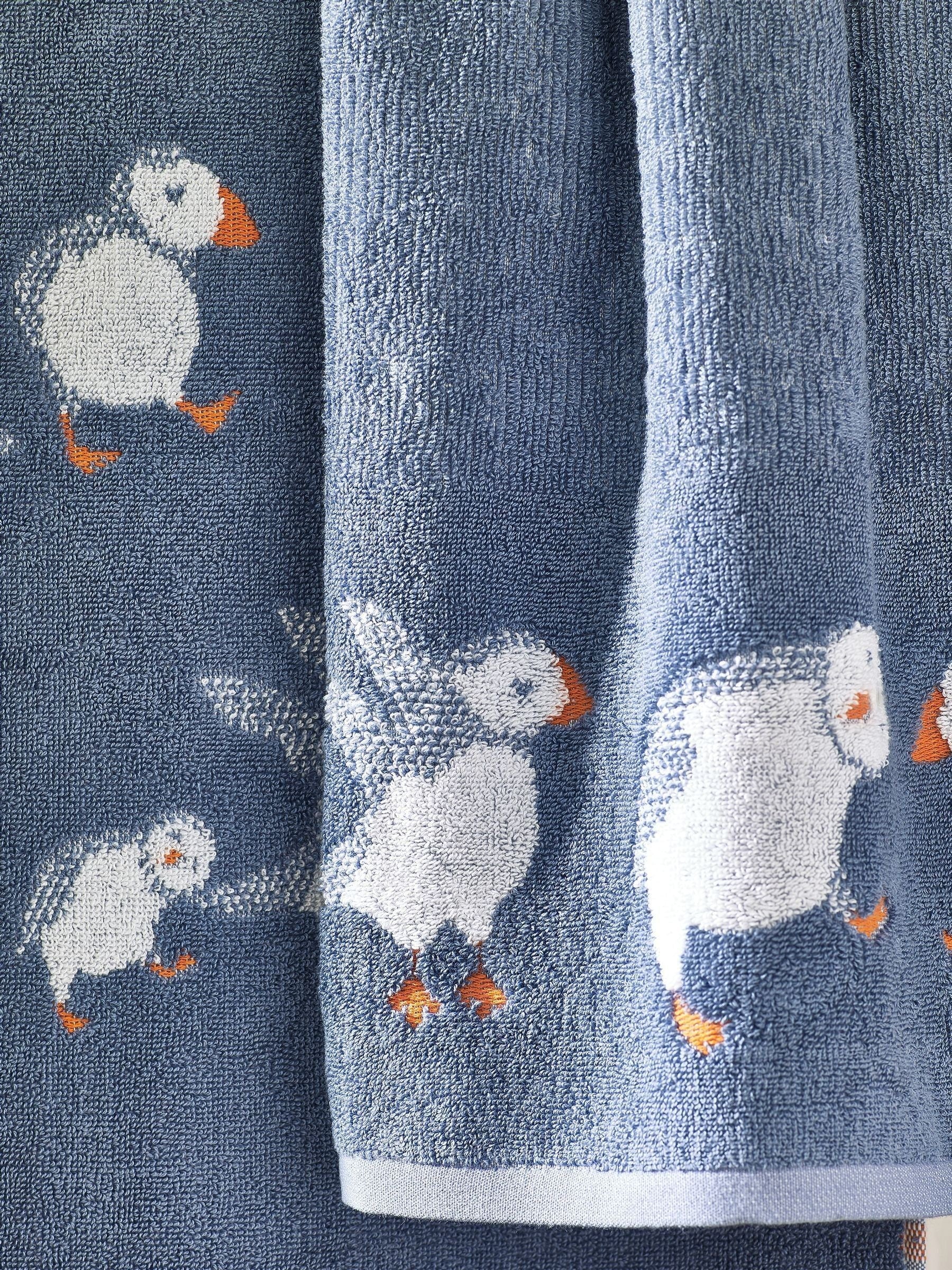 Blue Puffin 100% cotton towels blue (British brand)