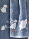 Blue Puffin 100% cotton towels blue (British brand)