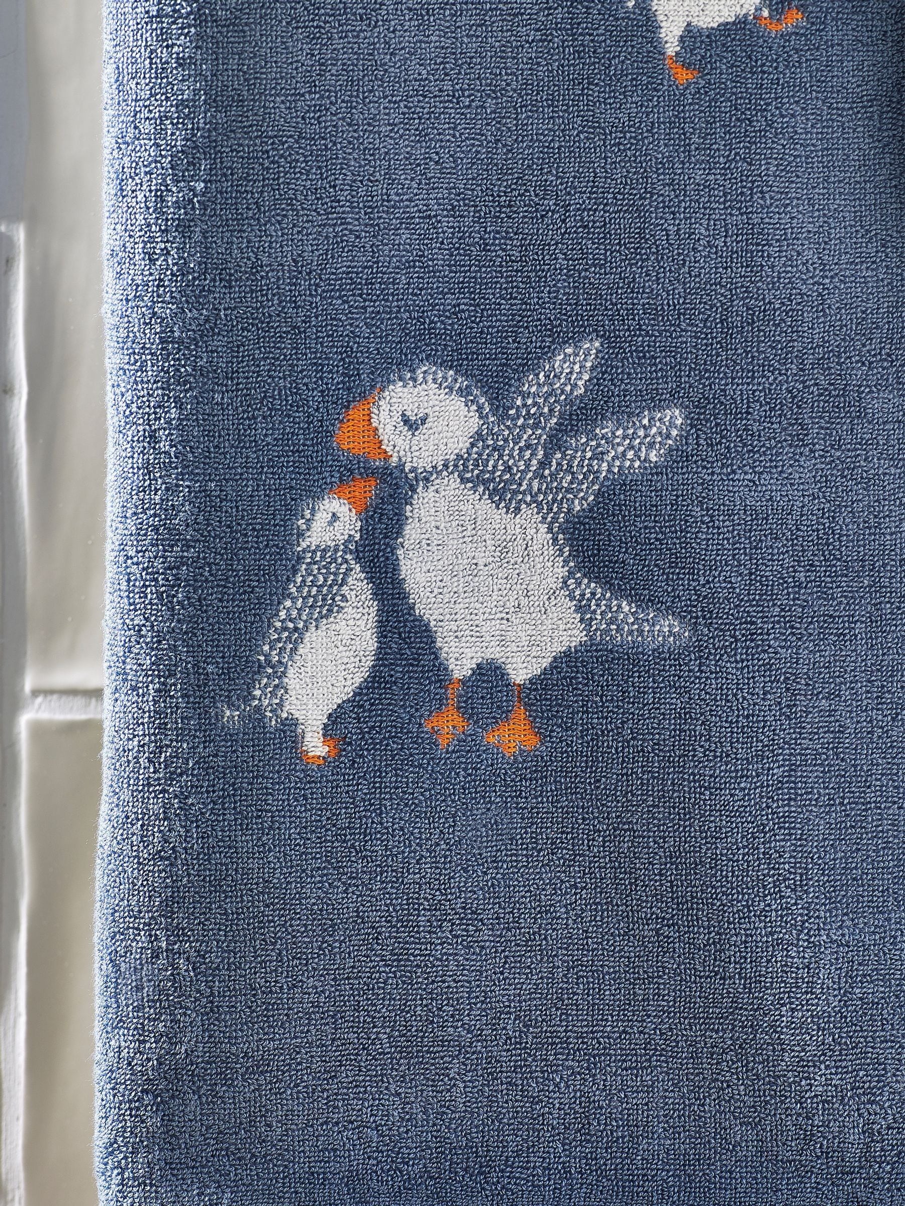 Blue Puffin 100% cotton towels blue (British brand)
