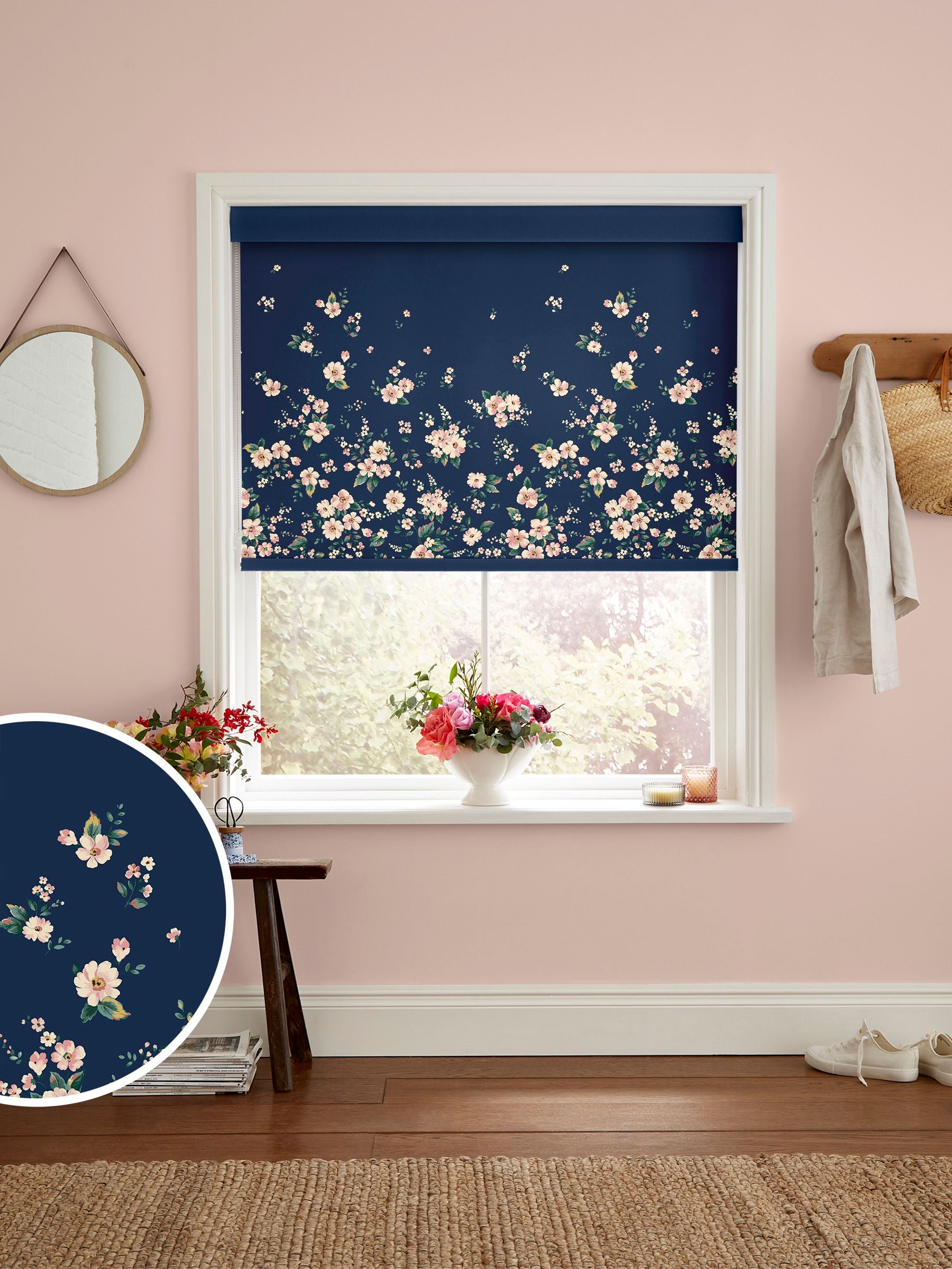 Cath Kidston Blue Spitalfields Border roller blinds, imported from the UK
