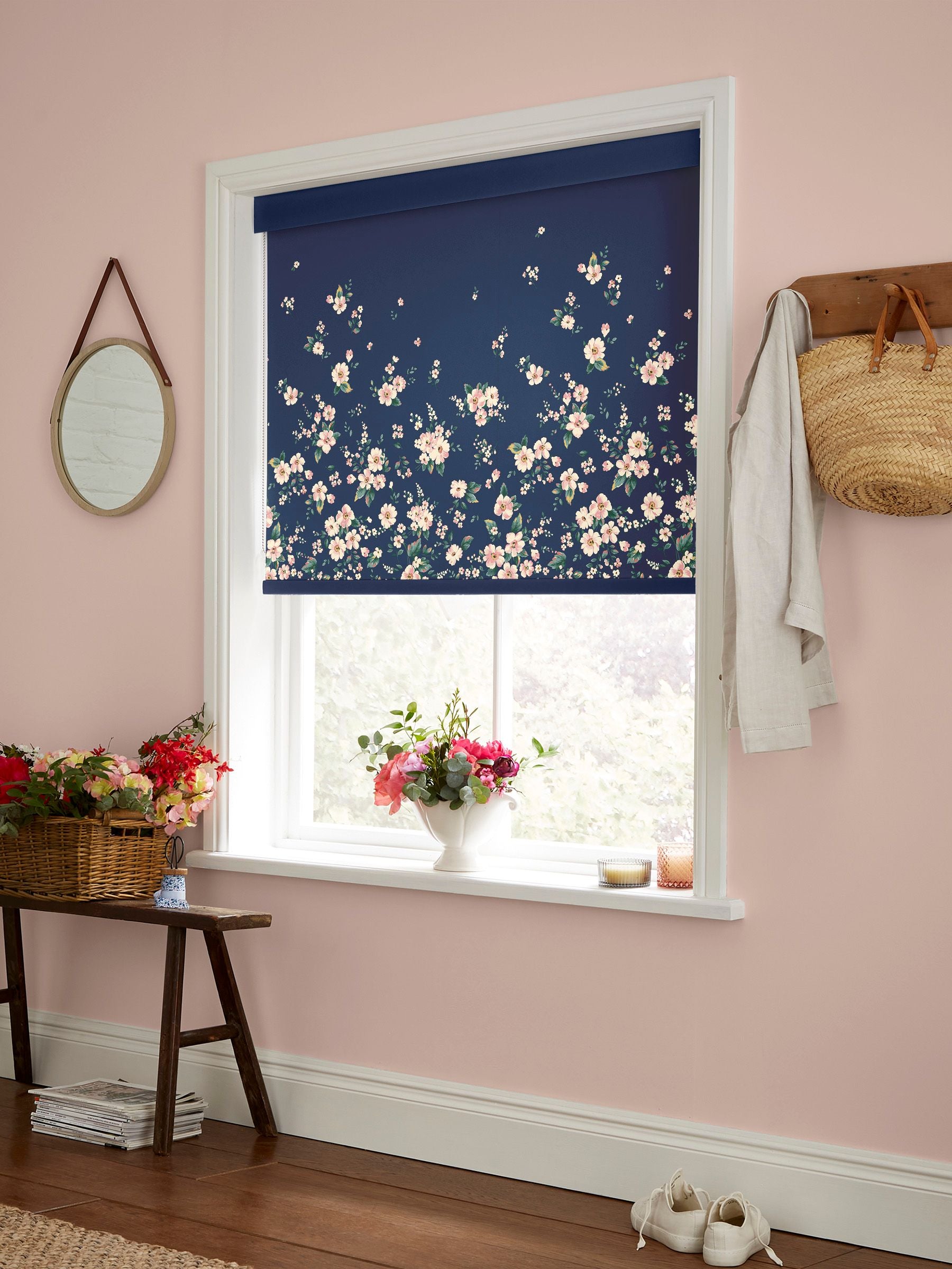 Cath Kidston Blue Spitalfields Border roller blinds, imported from the UK