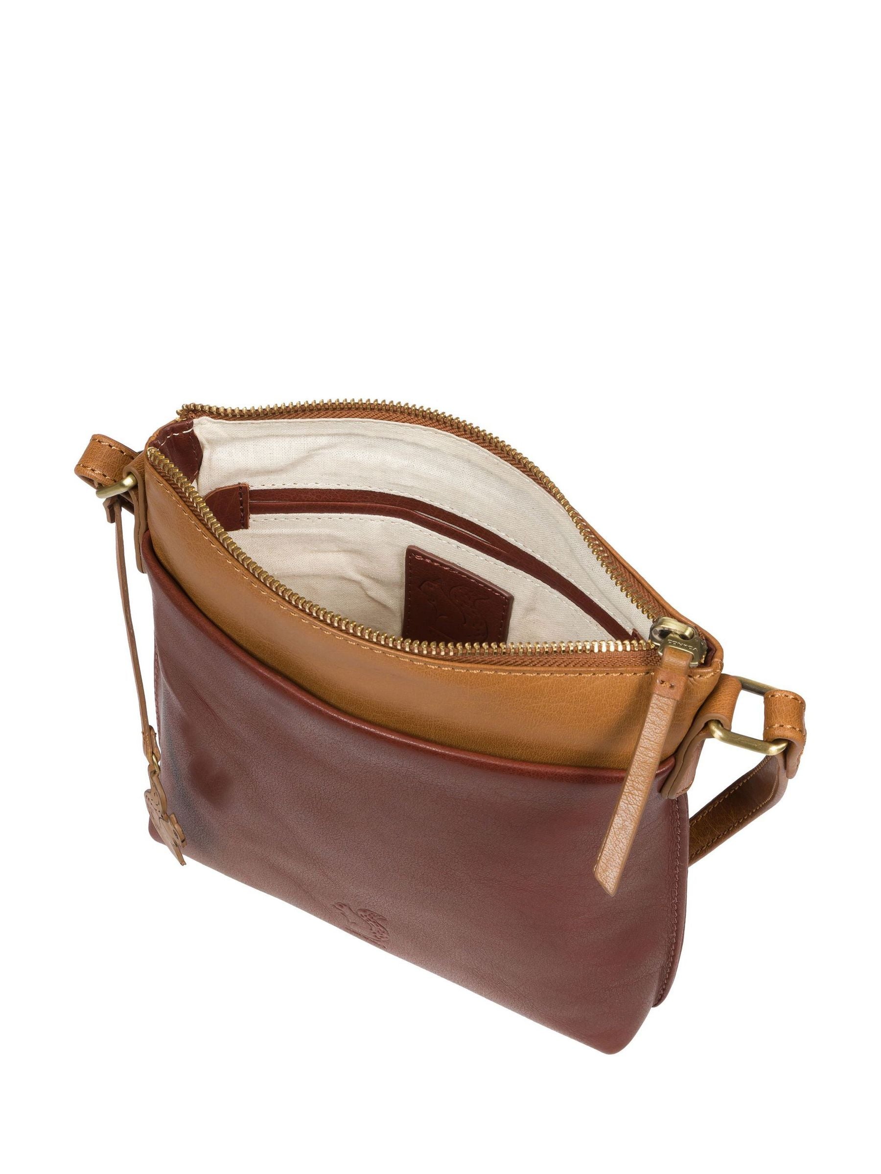 Conkca London Leder Umhängetasche in Conker Brown (britische Marke)