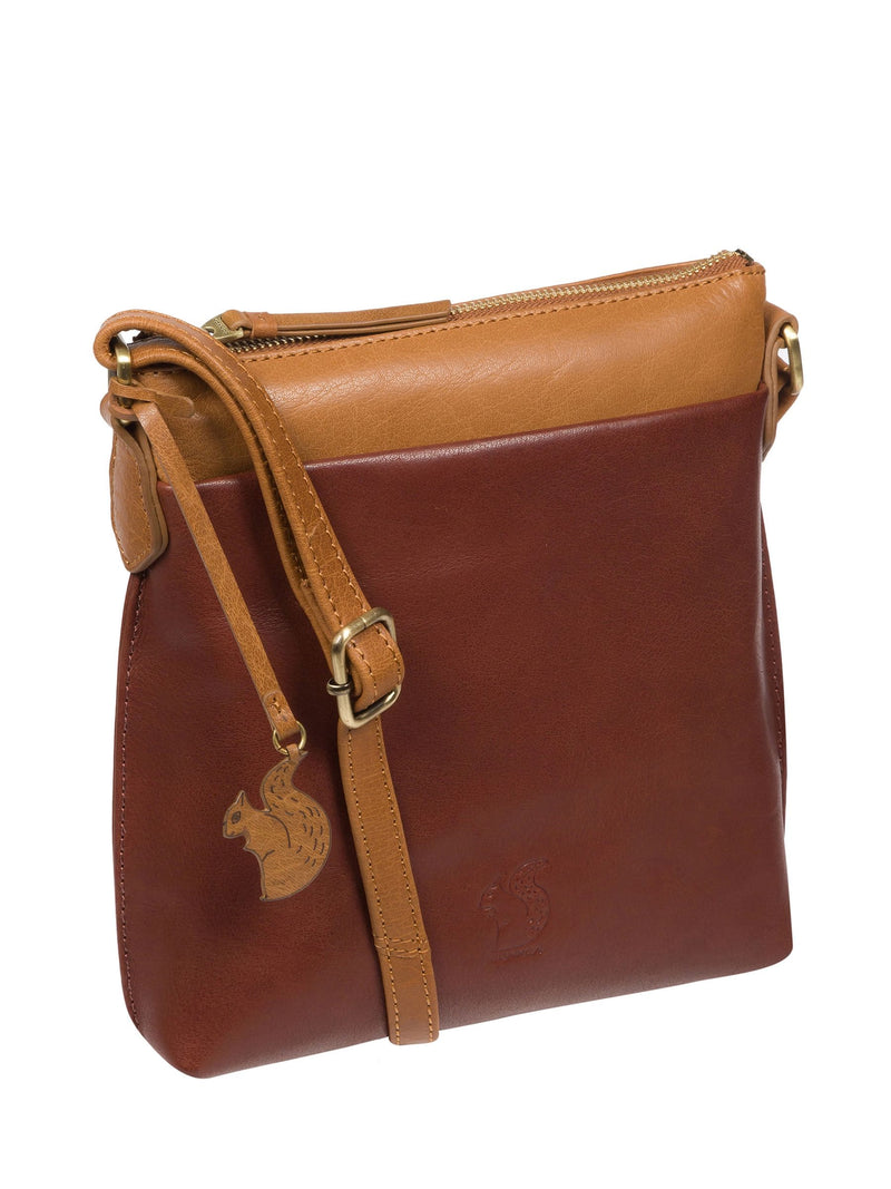 Conkca London Leder Umhängetasche in Conker Brown (britische Marke)