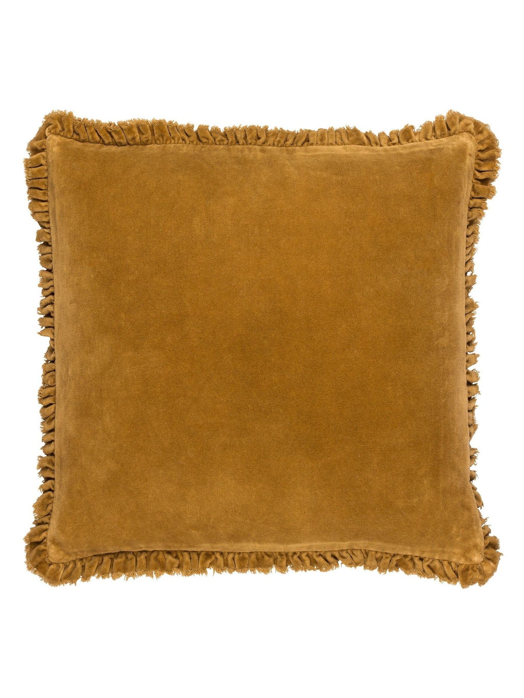 Yard Saffron Yellow Bertie Washed Cotton Velvet Cushion