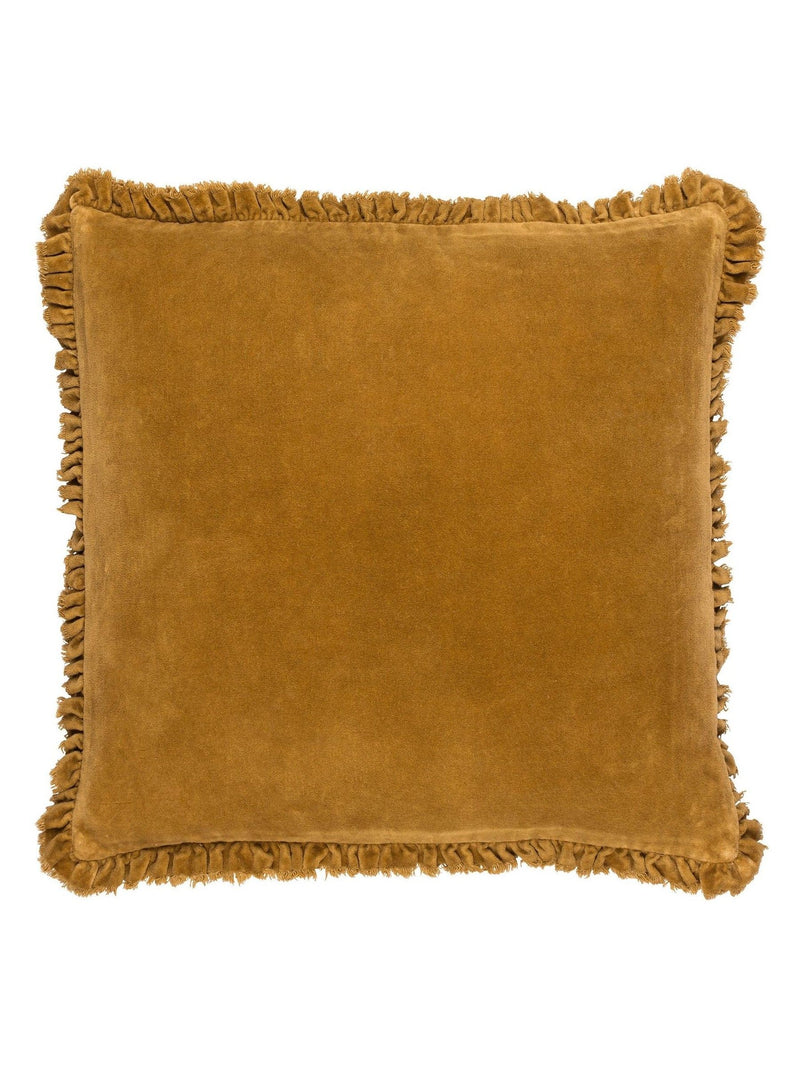 Yard Saffron Yellow Bertie Washed Cotton Velvet Cushion