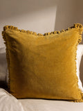 Yard Saffron Yellow Bertie Washed Cotton Velvet Cushion