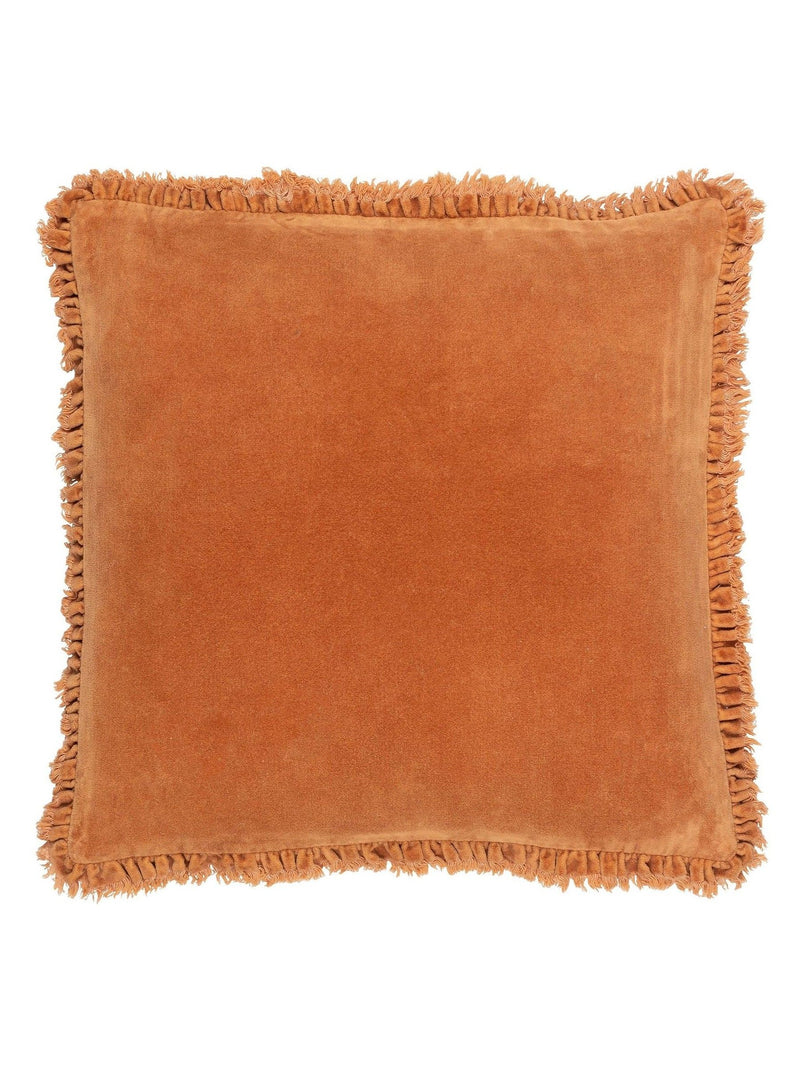 Yard Rust Orange Bertie Washed Cotton Velvet Cushion
