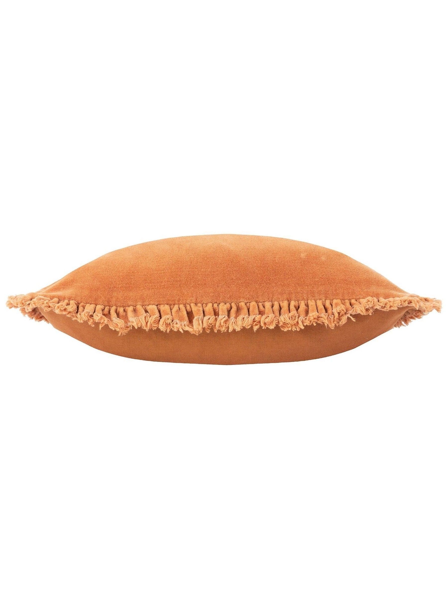 Yard Rust Orange Bertie Washed Cotton Velvet Cushion