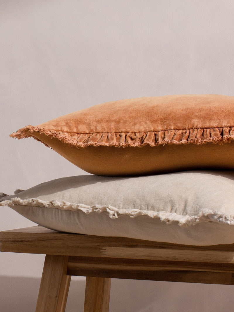 Yard Rust Orange Bertie Washed Cotton Velvet Cushion