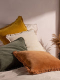 Yard Rust Orange Bertie Washed Cotton Velvet Cushion