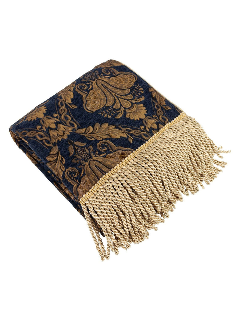 Riva Paoletti blauer Shiraz floraler Jacquard-Überwurf (britische Marke)