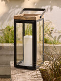 Black Bronx Extra Large Wood And Glass Lantern