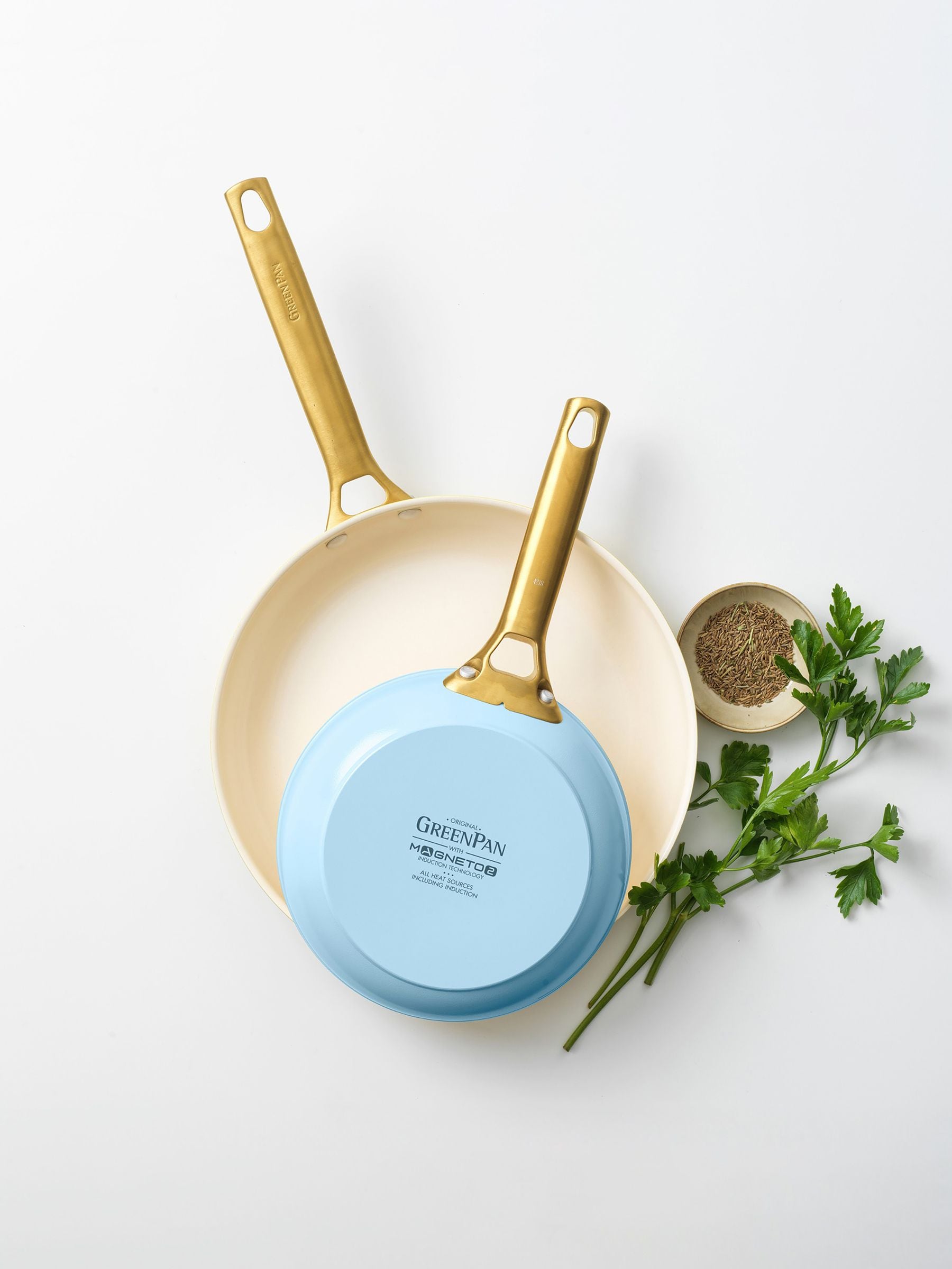 Green Pan Light Blue 2 Piece Padova Reserve Frypan Set 20cm & 26cm
