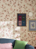 Joules wallpaper sample red pink Tree of Life floral A4 (British brand)