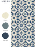 Joules wallpaper sample Navy Cream Meadow Geo A4 (British brand)