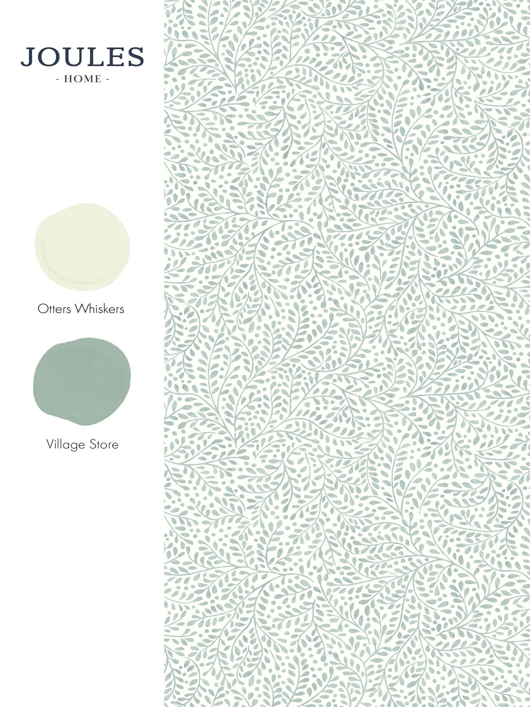 Joules Willow Leaf wallpaper sample duck egg blue, UK version