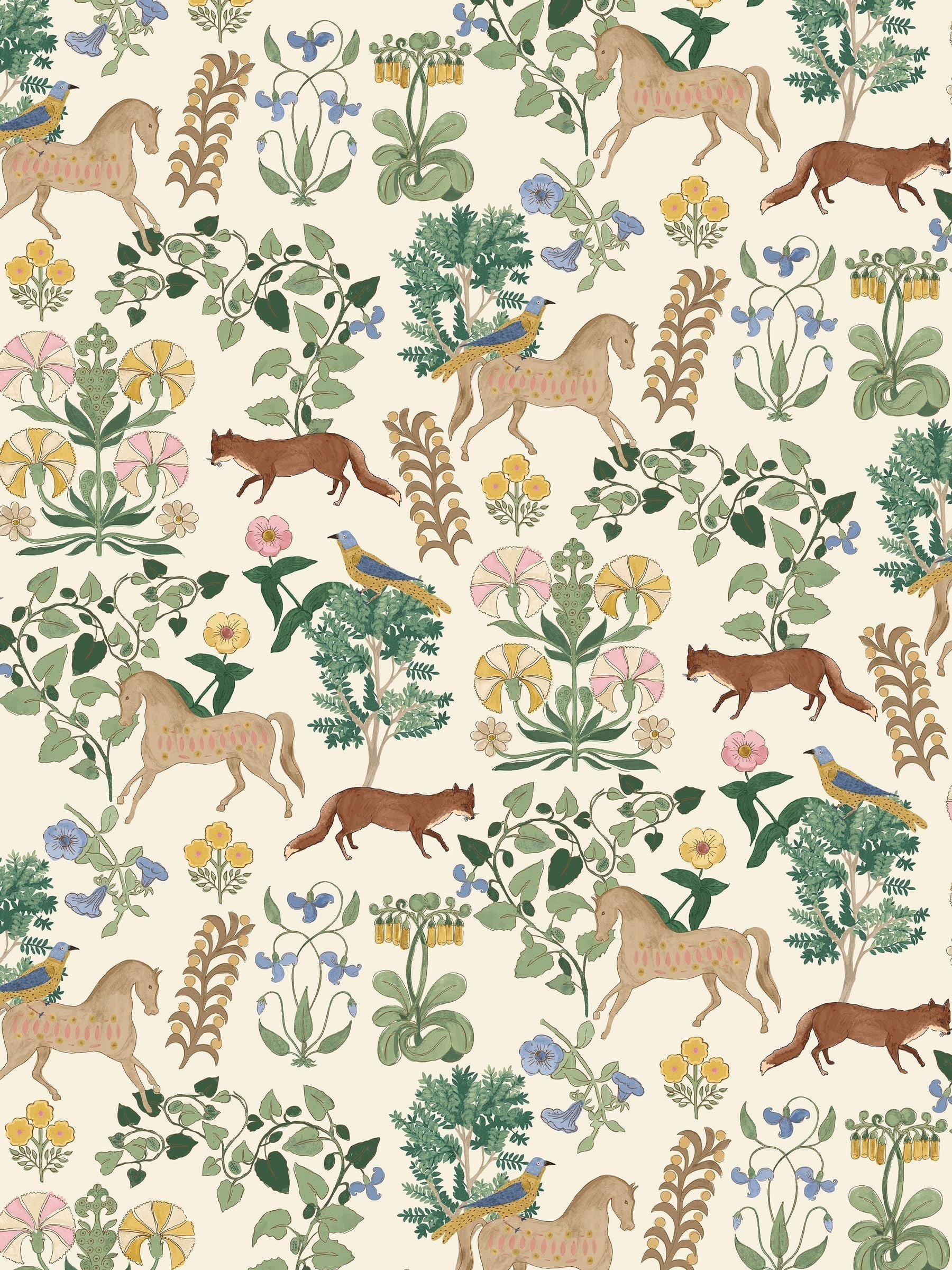 Joules Folk Forest Floral wallpaper sample A4 (British brand)