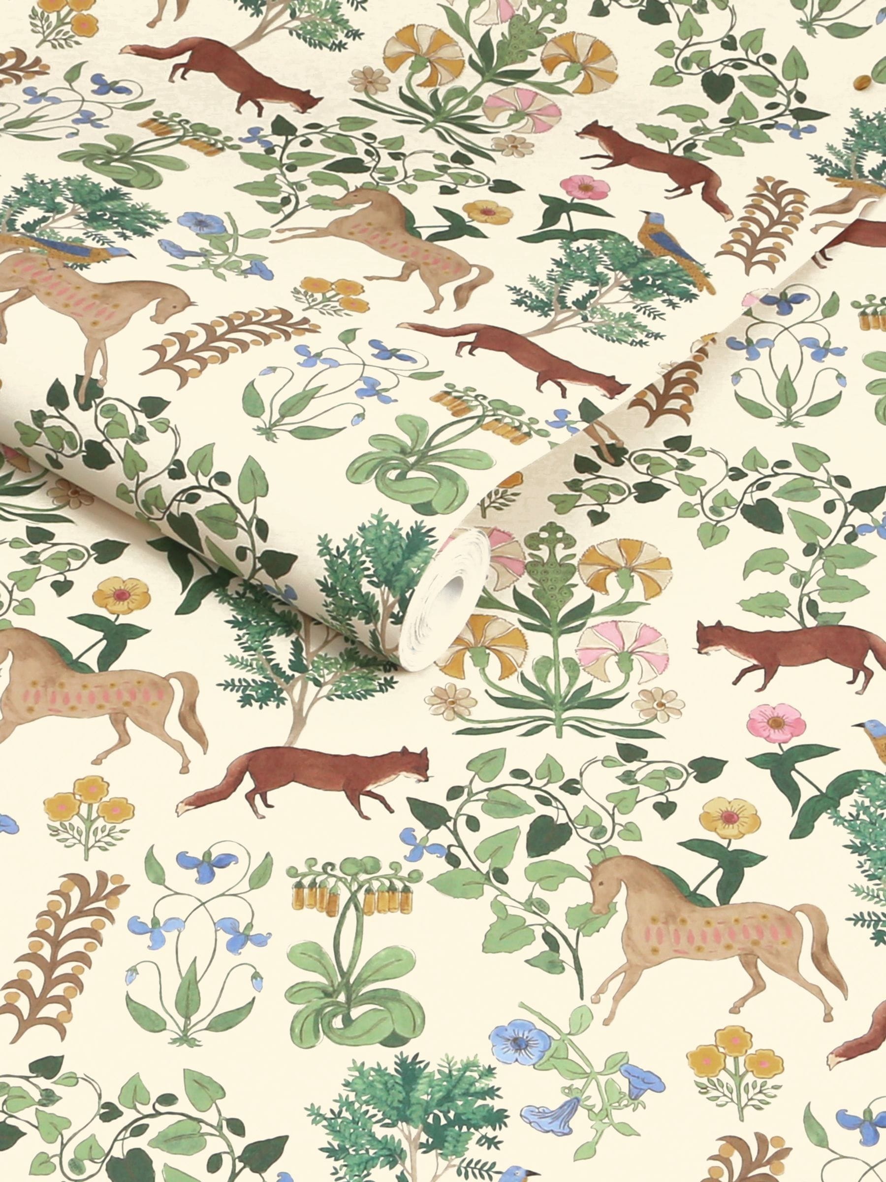 Joules Folk Forest Floral wallpaper sample A4 (British brand)