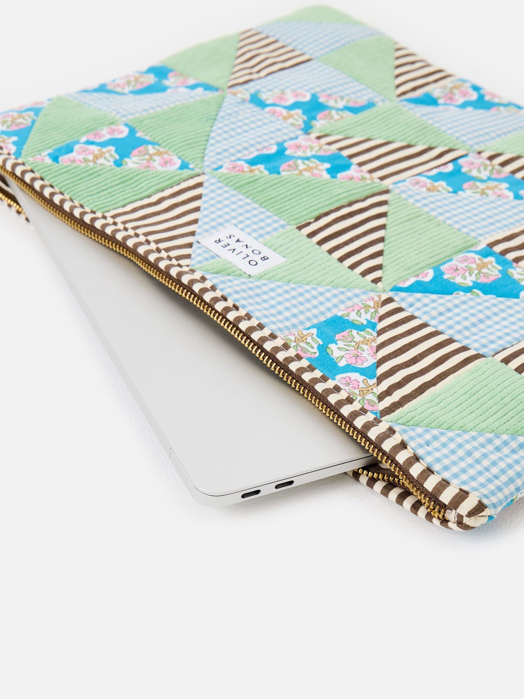 Oliver Bonas patchwork corduroy laptop case - British product